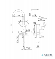 MEDIDAS MONOMANDO LAVABO CAÑO GIRATORIO LUSITANO BRUMA